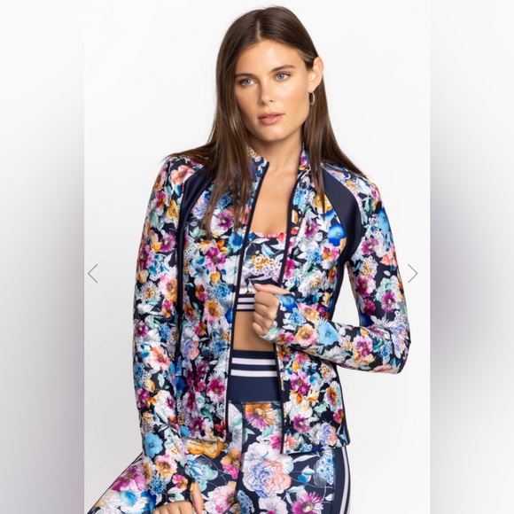 Johnny Was Jackets & Blazers - JOHNNY WAS ACTIVE Floral Zip Athletic Jacket XS NWT Fall Dance Fitted Sport Luxe